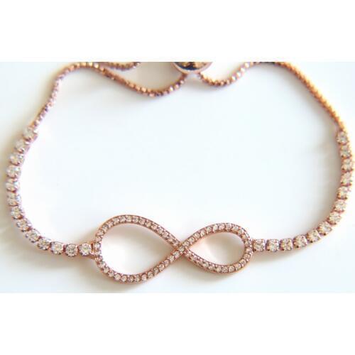 High quality bling infinity charm tennis cz chain fashion jewelry rose gold color adjust sized best gift cz infinity bracelet