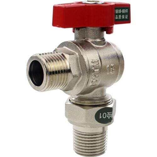 4 Points Full Copper Large Flow Live Joint Angle Valve Copper Ball Core Right Angle Live Joint Ball Valve Triangle Ball Valve
