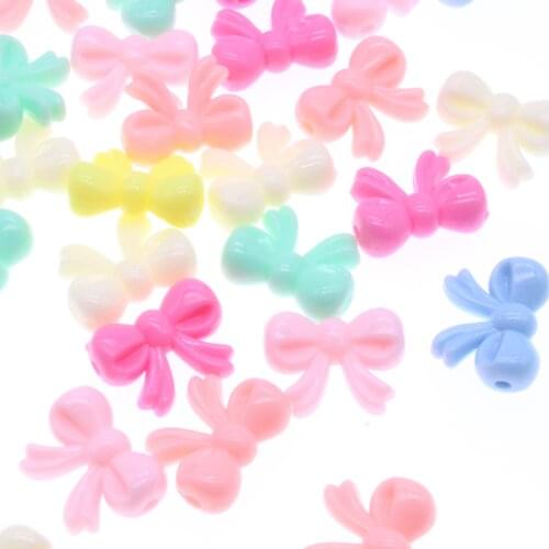 CHONGAI 30Pcs Bow Mixed Candy Color Acrylic Beaded DIY Accessories Beads For Jewelry Bracelets Making 10mm