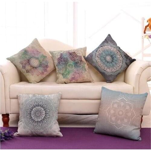 Mandala Decorative Cushion Covers Office Chair Waist Back Pillowcase Cotton Linen Sofa Throw Cushion Case Home Decor