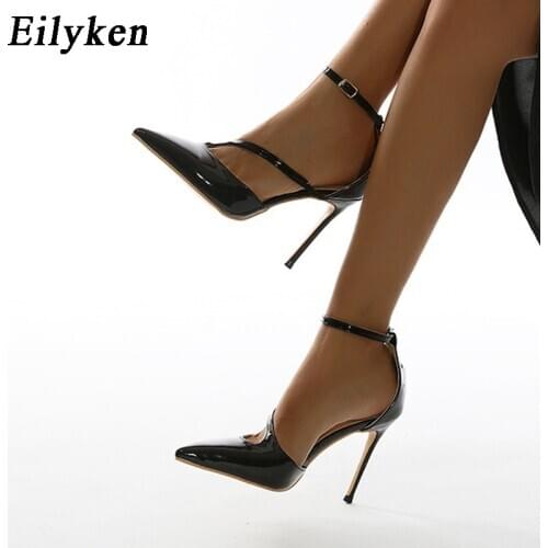 Eilyken Sexy Pointed Toe Thin High Heels Women Sandals Fashion Ankle Buckle Strap Ladies Office Shoes Pumps Size 35-42