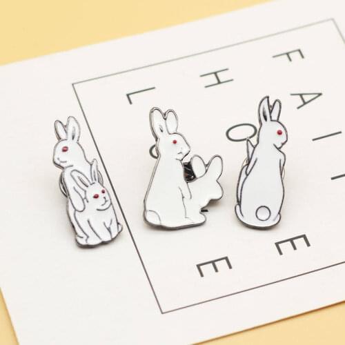Cartoon Kuso Hoodlum Rabbit Enamel Pin Badge On Backpack Funny Brooch Pins For Clothes Broche For Women Girls Gift