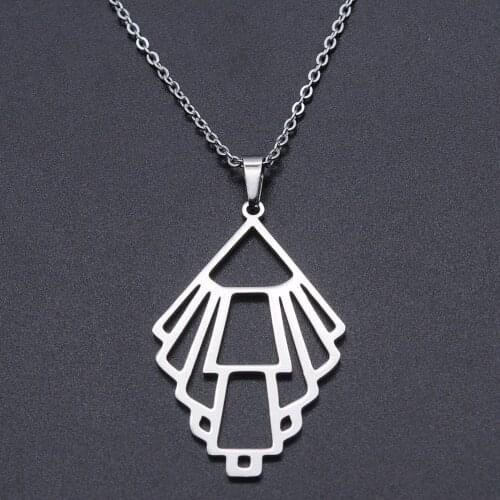 Geometric Stainless Steel Rhombus Necklace for Women Fashion Jewelry Necklaces Dropshipping Dainty Steel Necklaces Wholesale