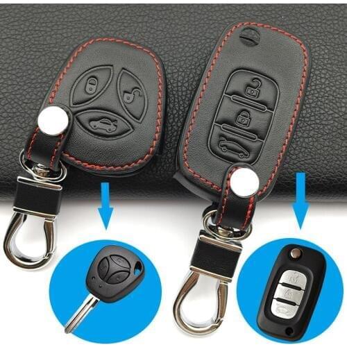 Exquisite Genuine Leather Case Cover Key For Sport Sedan Lada Priora Kalina Granta Vesta X-Ray X-ray 3 buttons protect shell