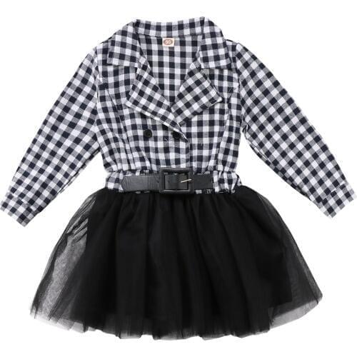 Citgeett Toddler Kids Baby Girl Checks Plaids Long Sleeves Patchwork Princess Party Photography Dress Clothing SS
