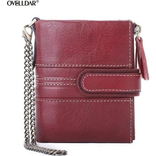 Women Genuine Leather Wallet Fashion Clutch Double Zipper Buckle Coin Bag Multifunctional Card Holder Ladies Purses