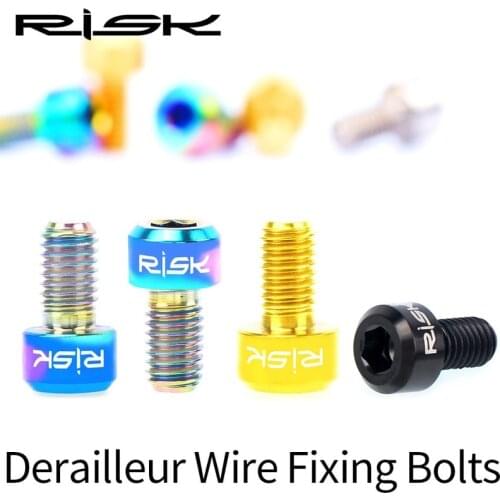 RISK 2pcs/box MTB Road Titanium Bike Bicycle M5x9 Front & Rear Derailleur Wire Fixing Bolts Shift Inner Line Cable Fixed Screw