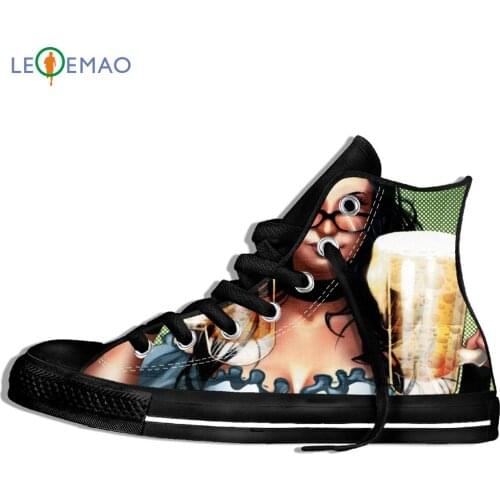 Custom Logo Image Printing Sneakers Shoes Men Beer Printed Plimsolls Able Canvas Canvas Breathable Zapatos De Mujer Outdoor