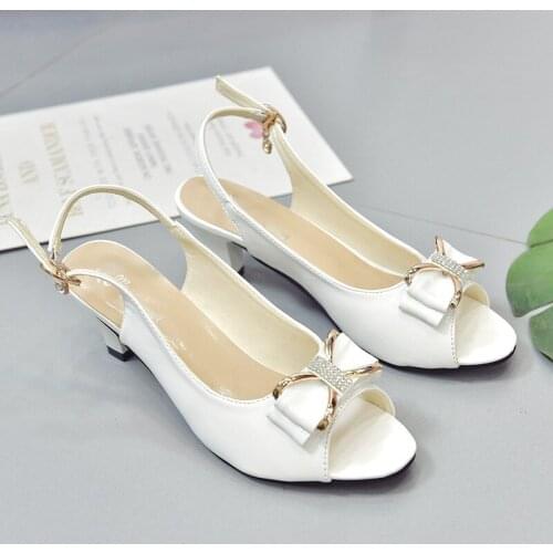 Summer Latest Womens Fish Mouth Bow High Heels Womens Fashion Sandals Women Dress Shoes