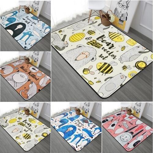 Cartoon Abstract Animal Kids Room Carpets Cute Bee/Bear/Rabbit Pattern Children Play Tents Rug Home Decor Mat Living Room Carpet