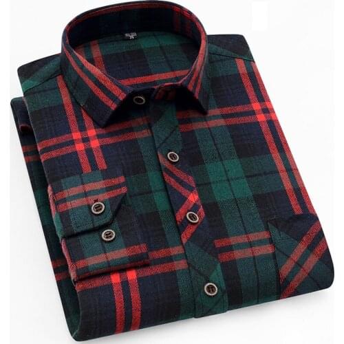 2021Fall New Smart Casual Classic Mens Flannel Plaid Shirt Brand Male Business Office High Quality Long Sleeve Shirt ​Clothes