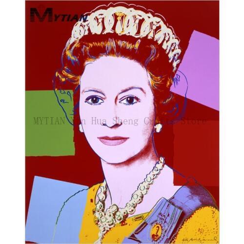 MYTIAN 5D Diamond Painting Andy Worhol Portrait Painting"Queen Elizabe"Cross Stitch Kits Mosaic Needlework Home Decor Embroidery