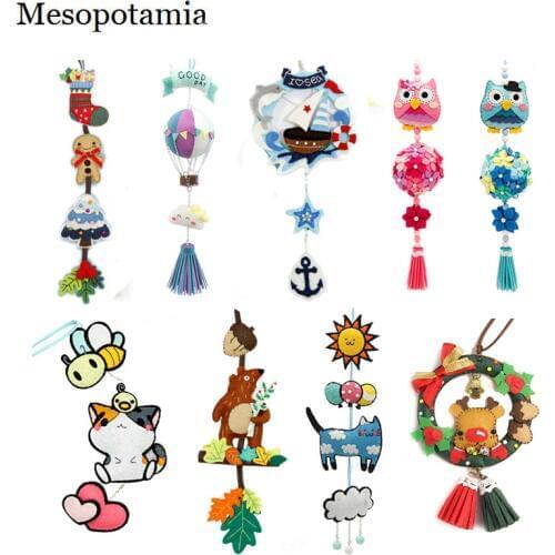 DIY Non-Woven Fabric Package No Need Cut Rotating Handmade Made Cloth Material Package Home Decoration Crafts Pirate Owl Pendant