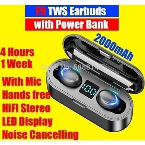 F9 Tws Earbud Power Bank Headset Manos Libres Telefono Oreja Head Set In Ear Headphones Auricolari Bluetooth Senza Fili Oortjes