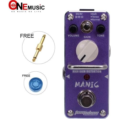 New AROMA AMC-3 MANIC High Gain Distortion Mini Analogue Effect True Bypass+Free Connector