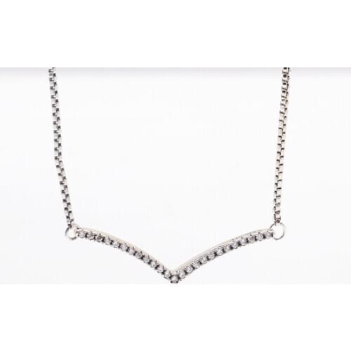 Authentic 100% 925 silver Twinkles 925 Silver Necklace New V-shaped Wish Of Thin Clavicle Chain for Christmas Gift