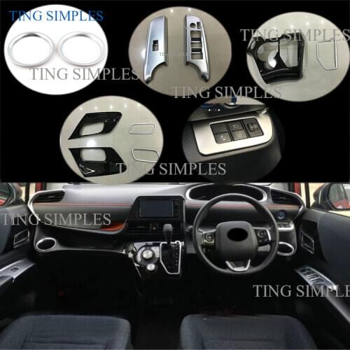 For Toyota Sienta 2016 2017 ABS chrome Accessories Interior Front Door Armrest Window Lift Switch Panel Cover Air conditioner