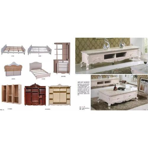 Modern european solid wood bed Fashion Carved leather french bedroom set furniture king size HC0042