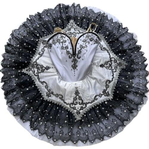 Professional Ballet Tutu White Black Child Girls Ballerina Ballet Stage Performance Ballet Pancake Tutu Platter Tutu Ready