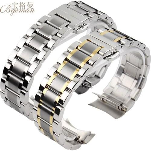 18mm 20mm 22 mm 24mm stainless steel strap, bracelet, strap, watch band, Butterfly Silver Gold Gift installation tool