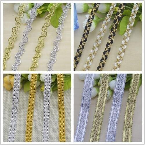 5Meters Gold Silver S Shaped Trim Sewing Centipede Braided Lace Ribbon Home Party Decoration DIY Clothes Curve Lace Accessories