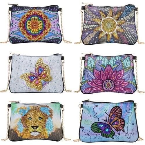 DIY Special Shaped Diamond Painting Leather Crossbody Bags Chain Clutch Girlfriend Women Shoulder Bag Diamond Embroidery Craft