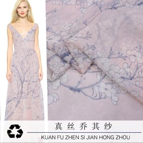Customized plum blossom silk georgette fabric fabric thin transparent mulberry silk fairy skirt silk scarf Hanfu silk fabric