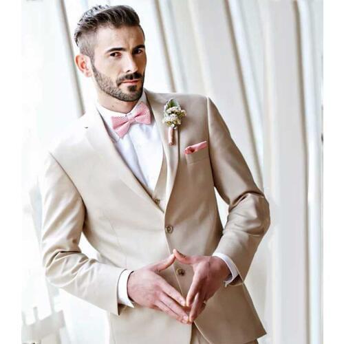 Champagne Groom Tuxedos Men Suits for Wedding Suits Man Blazers Evening Party 3Piece Latest Coat Pants Designs Terno Masculino