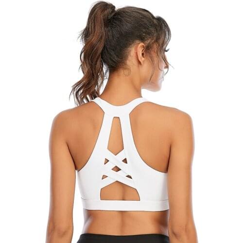 Sports Bra Solid Cross Back Fitness Wear For Women Breathable Gym Push Up Crop Top Jogging Femme Bralette