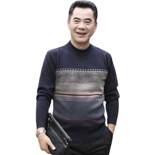 Middle-aged Mens Thickened Sweater 2018 New Loose Size Bottom Knitted Sweater men sweater