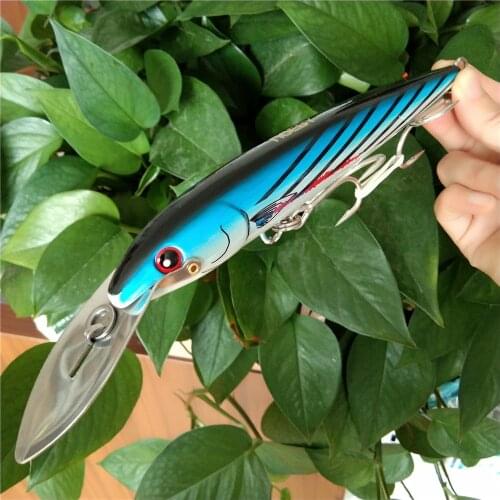 NOEBY 1pc 225mm 86g sinking Big Minnow tuna fishing lure stainless steel big lip new green grey color
