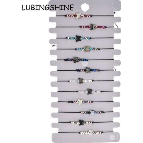 Vintage 12pcs/lot Shell Butterfly Heart Star Charms Bracelet Set for Women Braided Adjustable Chain Anklets Wristband Jewelry