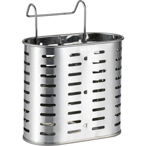 Stainless Steel Hanging Chopsticks/Spoon/Fork/Knife Drain Basket Cutlery Hanging Vertical Storage Drainer