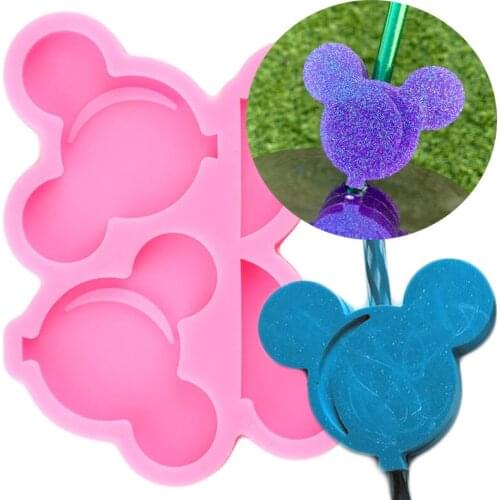 Disney Balloon Mickey Straw Topper Silicone Mold Baby Birthday Chocolate Fondant Cake Decorating Tool Keychain Epoxy Resin Mould