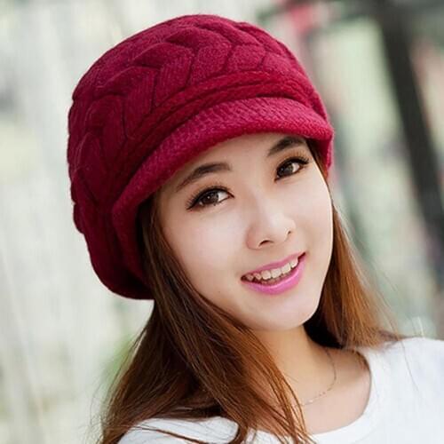 Knitted Hat Women Winter Hats for Women Ladies Beanie Solid Color Warm Knitted Baggy Beret Beanie Hat Slouch Ski Cap Warm Hat