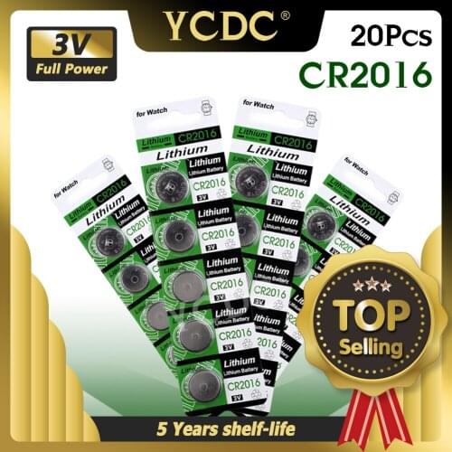 YCDC 2020 New 20x CR2016 Button Coin Cells 3v BR2016 DL2016 LM2016 KCR2016 ECR2016 Lithium Battery For LED Light Motherboard Toy