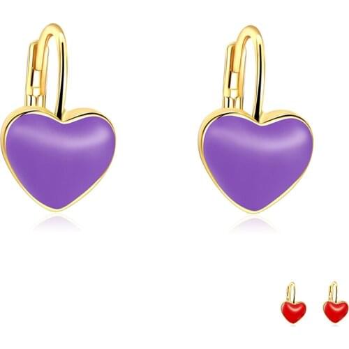 ZEMIOR Heart Purple Color Stud Earrings For Women Romantic Wedding Simple Earring Fashion Jewelry Gift Give Girlfriend Recommend