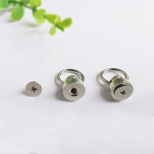 10Pcs / Lot 9mm Brass Pull Ring Screw Rivet Leather Crafts Leather Bag Decoration Rivet Monk Head Nail Hardware Nail Buckle
