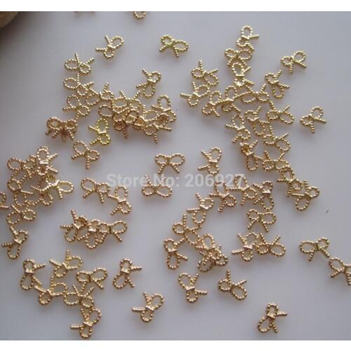 MD-605 10pcs Fancy Gold Bow Deco Metal Charms Metal Deco Charms Nail Art