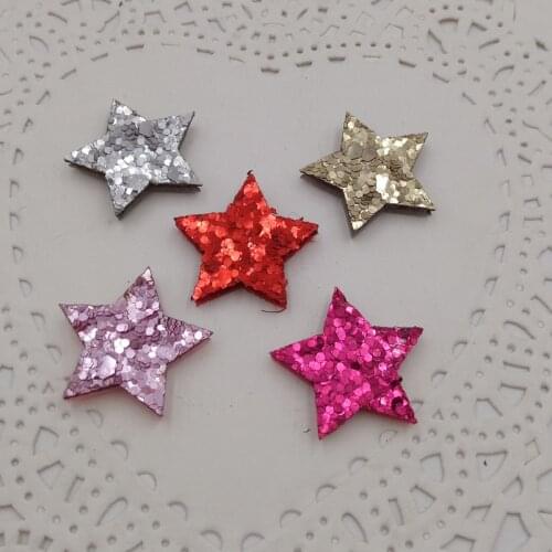 100PCS/lot 2CM Glitter Baby Girls Hair Accessories Sequins Star Padded Appliqued for BB Clip Decoration
