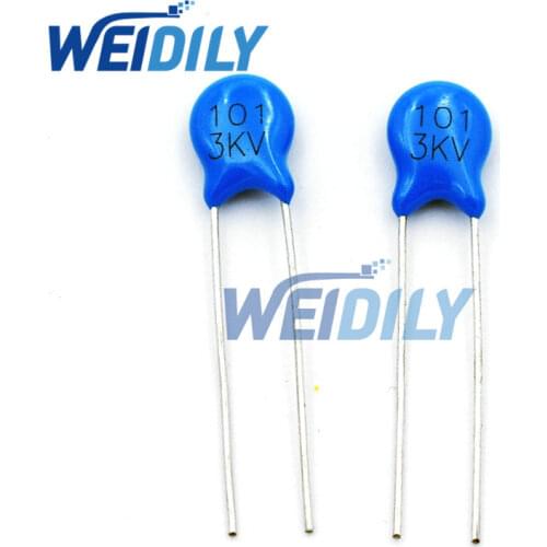 100PCS/LOT 3KV 101 100PF High Voltage Ceramic Capacitors DIP Capacitance 3000V 100pf
