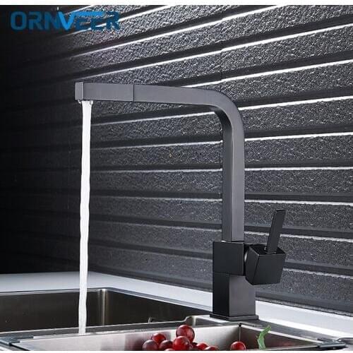 2019 Modern New Black pull out kitchen faucet square brass kitchen mixer sink faucet mixer kitchen faucets pull out kitchen tap