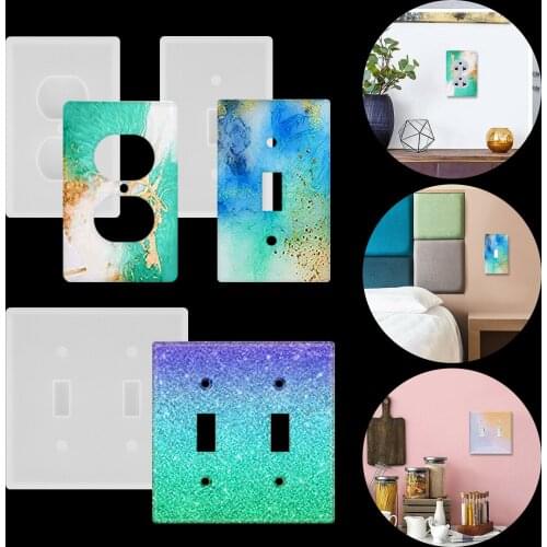 3Pcs Light Switch Cover Silicone Resin Mold for DIY Usb Socket Panel Epoxy Mould