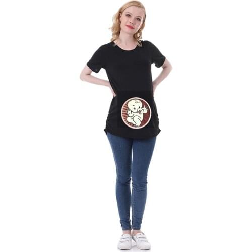 4# Maternity Cute Baby Printing O-neck Short Sleeve T-shirt Pregnant Tops Clothes For Pregnant Women Одежда Для Беременных