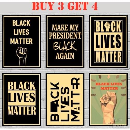 41 Designs Black Live Matter Kraft paper Poster BLM Painting Abstract Funny Fancy Wall Sticker 2 42X30cm