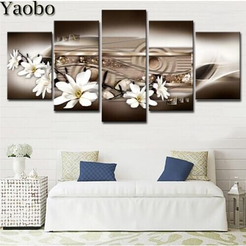 5 Panels diamond painting,Magnolias Flowers,Multi-Picture,diy,diamond embroidery,mosaic diamonds round/square,5d cross-stitch