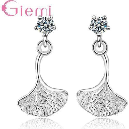 925 Silver Ginkgo Biloba Stud Earrings Party Engagement Jewelry Simple Stud Earrings Geometric Irregular Pattern Women Jewelry