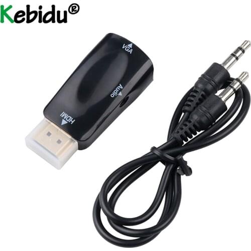 Kebidu Male to Female HDMI-compatible to VGA Adapter HD 1080P Converter Cable Support HDTV Adapter For PC Laptop Wholesales