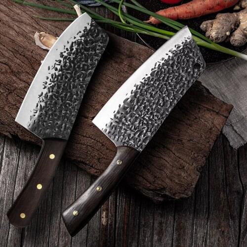 Non-stick Sliced Chef Knife Forged Chinese Knife Camping Serbian Knife Handmade Full Tang Kitchen Butcher Nakiri Chopper Knife