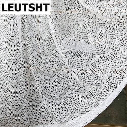 White Sheer Lace Tulle Curtains for Living Room Bedroom Window Floral Curtain Drapes